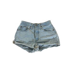 Levi's Women's 501 Blue Denim Raw Hem Festival Shorts - 26